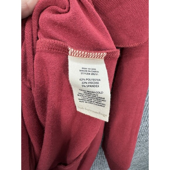 Soft Surroundings Madeline Tunic Sz Medium Moroccan Red Asymmetrical Long Sleeve - Picture 6 of 9